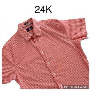 24K men short sleeves slim fit orange shirt size XL